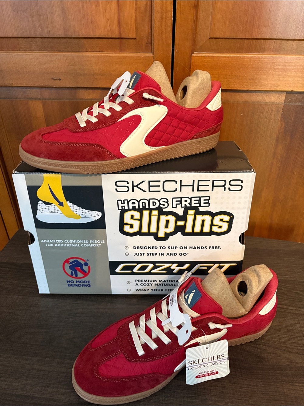 Skechers Red and White Quilted Athletic Sneakers - Picture 4 of 4